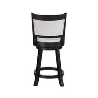Cecy Set of 2 Swivel Counter Stool Chairs, Gray Linen, Charcoal Black -BM336411