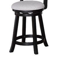 Cecy Set of 2 Swivel Counter Stool Chairs, Gray Linen, Charcoal Black -BM336411