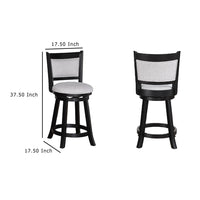 Cecy Set of 2 Swivel Counter Stool Chairs, Gray Linen, Charcoal Black -BM336411