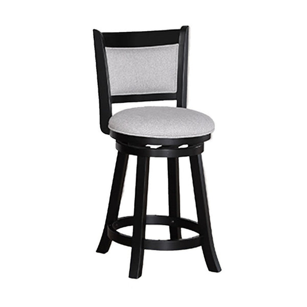 Cecy Set of 2 Swivel Counter Stool Chairs, Gray Linen, Charcoal Black -BM336411