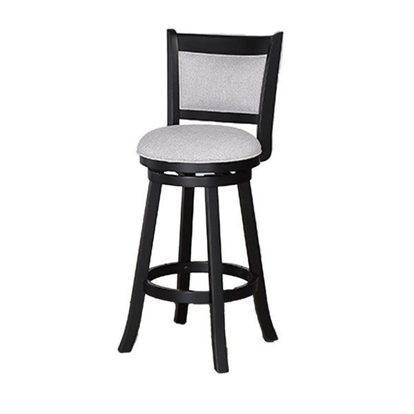 Cecy Set of 2 Swivel Barstool Chairs, Dove Gray Linen, Charcoal Black -BM336412