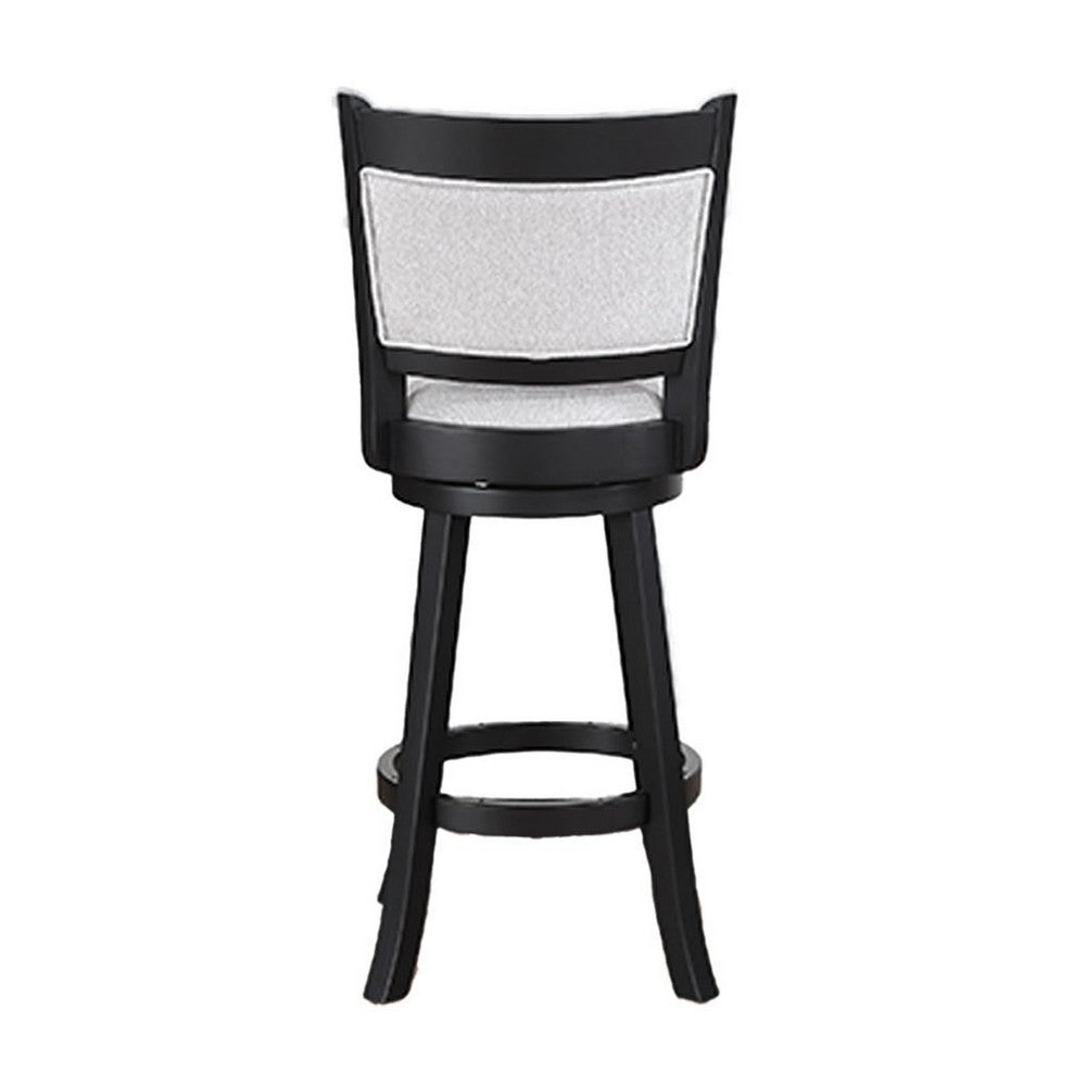 Cecy Set of 2 Swivel Barstool Chairs, Dove Gray Linen, Charcoal Black -BM336412