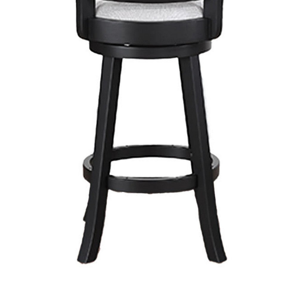 Cecy Set of 2 Swivel Barstool Chairs, Dove Gray Linen, Charcoal Black -BM336412