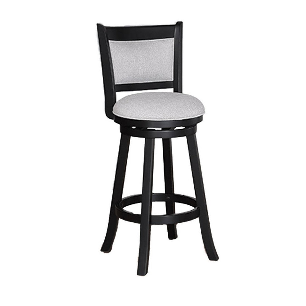 Cecy Set of 2 Swivel Barstool Chairs, Dove Gray Linen, Charcoal Black -BM336412