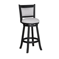 Cecy Set of 2 Swivel Barstool Chairs, Dove Gray Linen, Charcoal Black -BM336412
