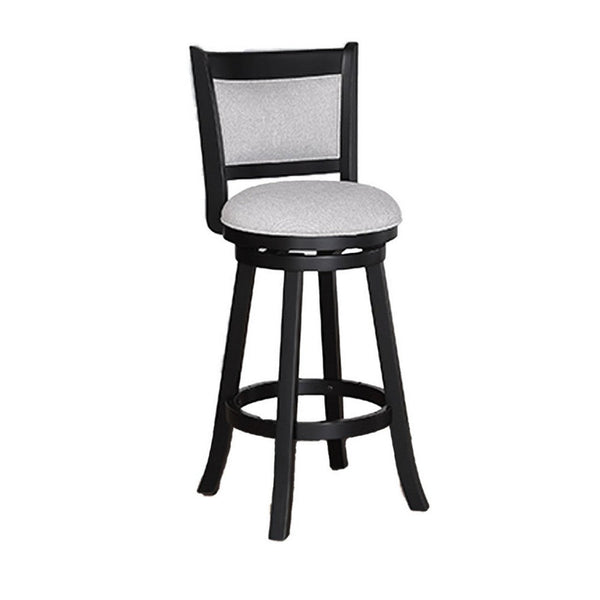 Cecy Set of 2 Swivel Barstool Chairs, Dove Gray Linen, Charcoal Black -BM336412