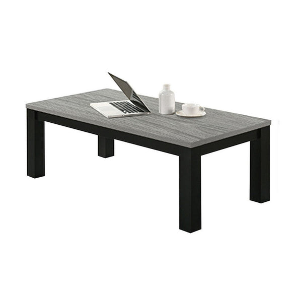 Tex 3pc Coffee and Side End Table Set, Gray Top, Black Wood Legs -BM336413