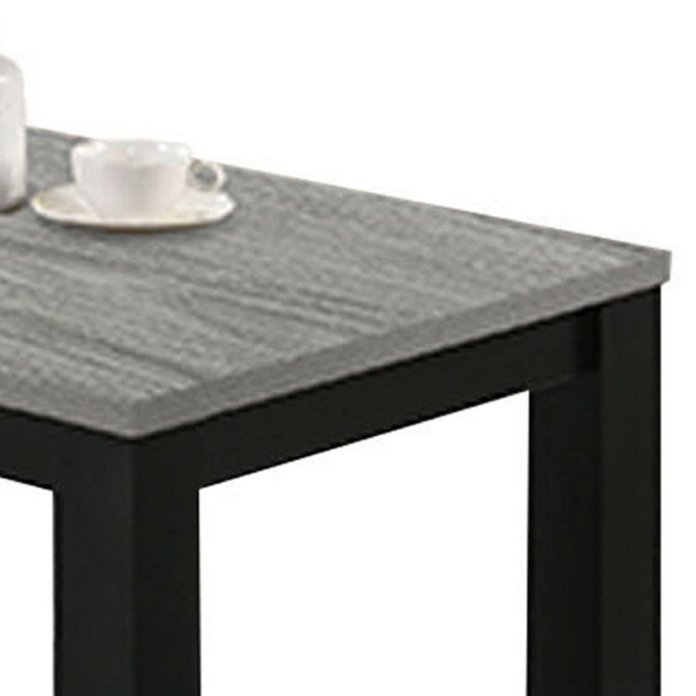 Tex 3pc Coffee and Side End Table Set, Gray Top, Black Wood Legs -BM336413
