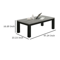 Tex 3pc Coffee and Side End Table Set, Gray Top, Black Wood Legs -BM336413