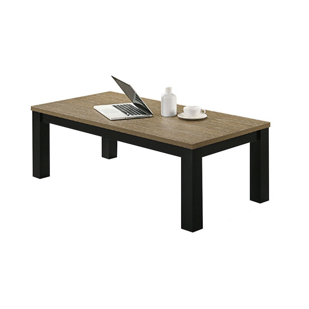 Tex 3pc Coffee and Side End Table Set | Brown Top | Black Wood Legs - BM336414
