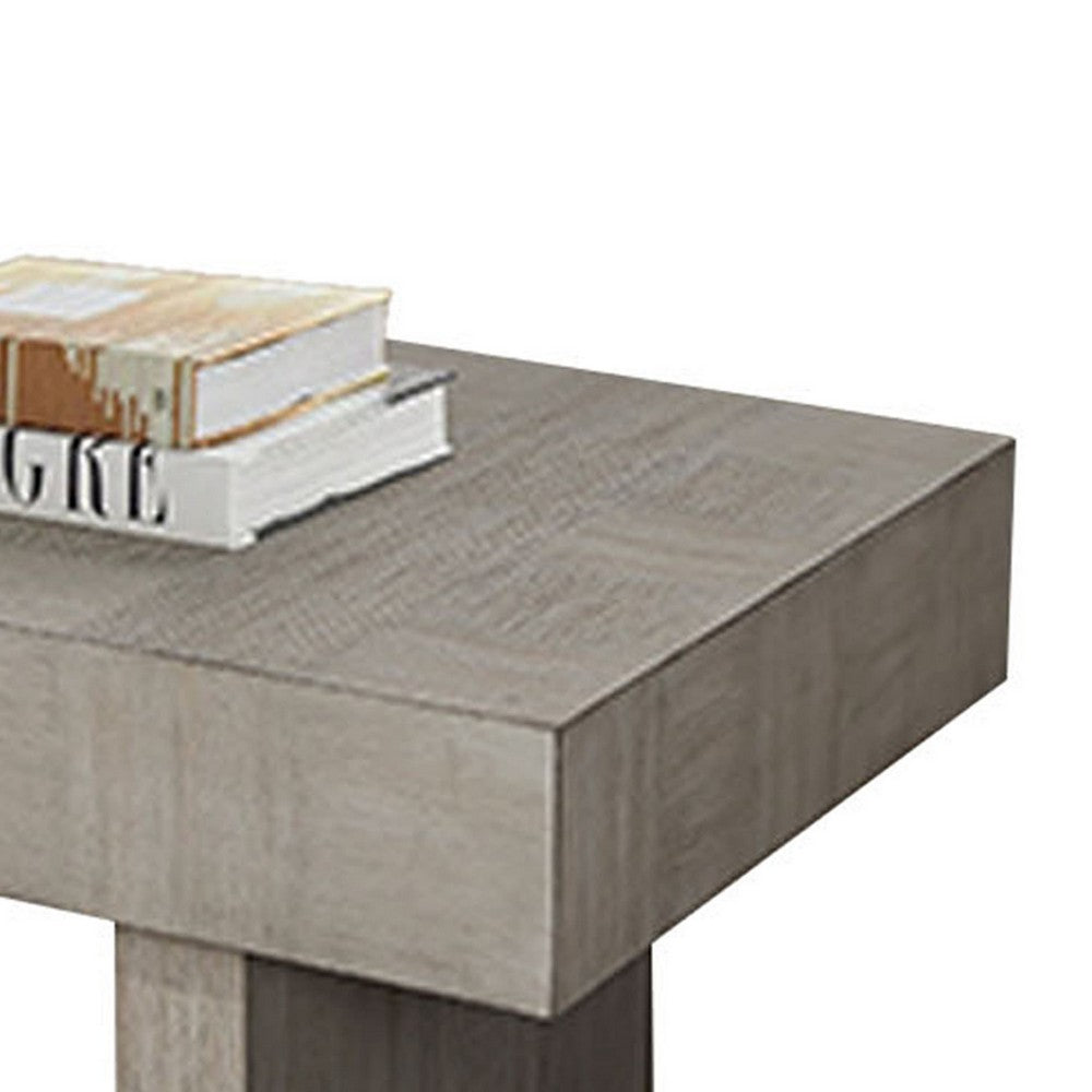 Lezy Coffee Table, 52 Inch, Gray Oak Wood Top, Double Pedestal Base -BM336417