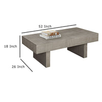 Lezy Coffee Table, 52 Inch, Gray Oak Wood Top, Double Pedestal Base -BM336417