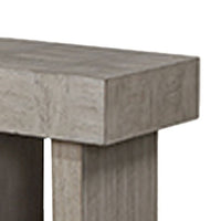 Lezy Side End Table, 22 Inch, Gray Oak Wood Top, Double Pedestal Base -BM336418