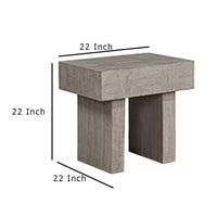 Lezy Side End Table, 22 Inch, Gray Oak Wood Top, Double Pedestal Base -BM336418