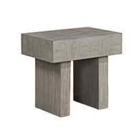 Lezy Side End Table, 22 Inch, Gray Oak Wood Top, Double Pedestal Base -BM336418