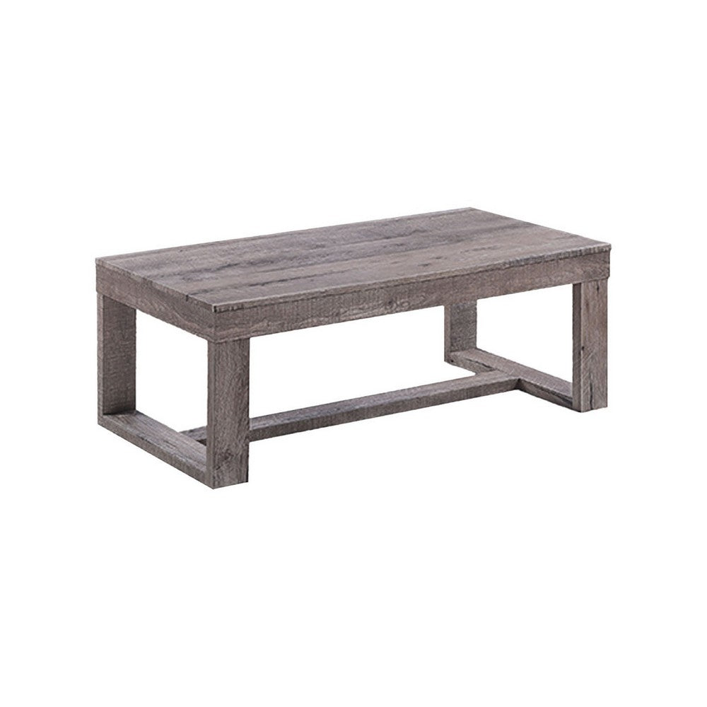 Knic Coffee Table, 48 Inch, Gray Rectangular Top, Double Pedestal Base -BM336419