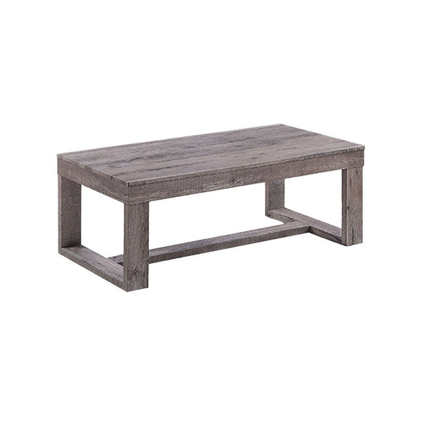 Knic Coffee Table, 48 Inch, Gray Rectangular Top, Double Pedestal Base -BM336419