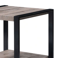 Mils Side End Table, 24 Inch, Gray Square Wood Top, Black Metal Legs -BM336422
