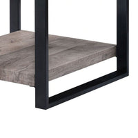 Mils Side End Table, 24 Inch, Gray Square Wood Top, Black Metal Legs -BM336422