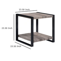Mils Side End Table, 24 Inch, Gray Square Wood Top, Black Metal Legs -BM336422