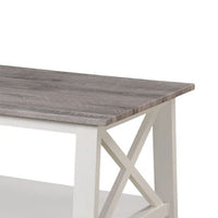 Heo 3pc Coffee and Side End Table Set, Gray Wood Top, White X Legs -BM336423