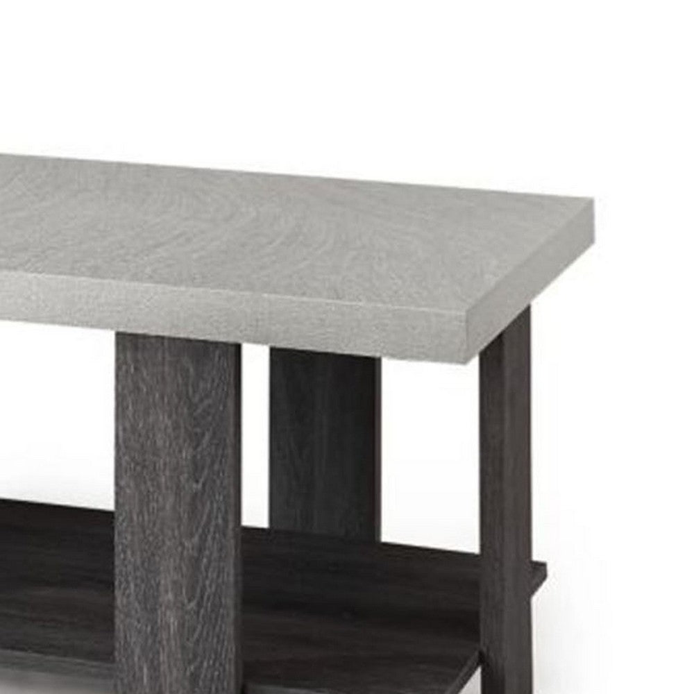 Birz 3pc Coffee and Side End Table Set, Beige Wood Top, Gray Base -BM336424