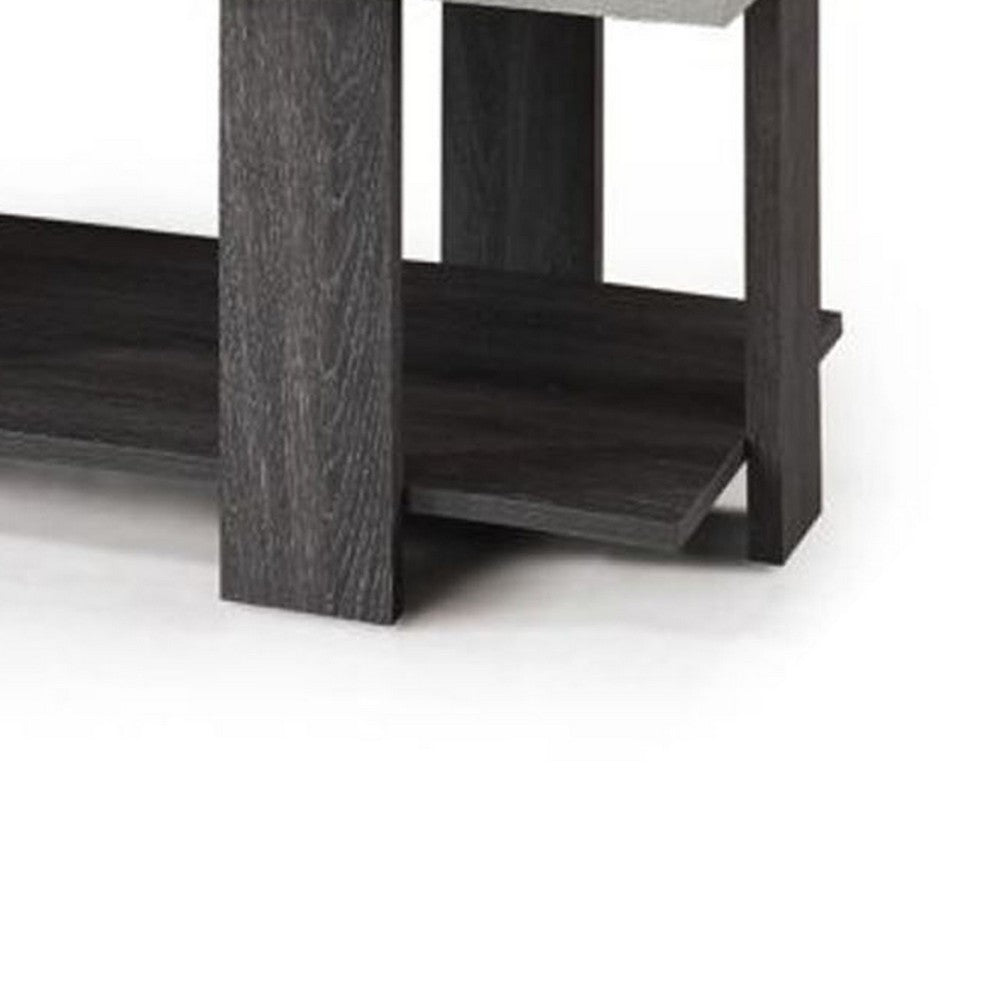 Birz 3pc Coffee and Side End Table Set, Beige Wood Top, Gray Base -BM336424