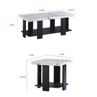 Birz 3pc Coffee and Side End Table Set, Beige Wood Top, Gray Base -BM336424