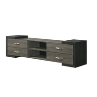 Teny TV Stand Media Cabinet, 70 Inch, 4 Drawers, Black Edge, Gray Wood -BM336425