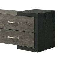 Teny TV Stand Media Cabinet, 70 Inch, 4 Drawers, Black Edge, Gray Wood -BM336425