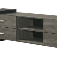 Teny TV Stand Media Cabinet, 70 Inch, 4 Drawers, Black Edge, Gray Wood -BM336425