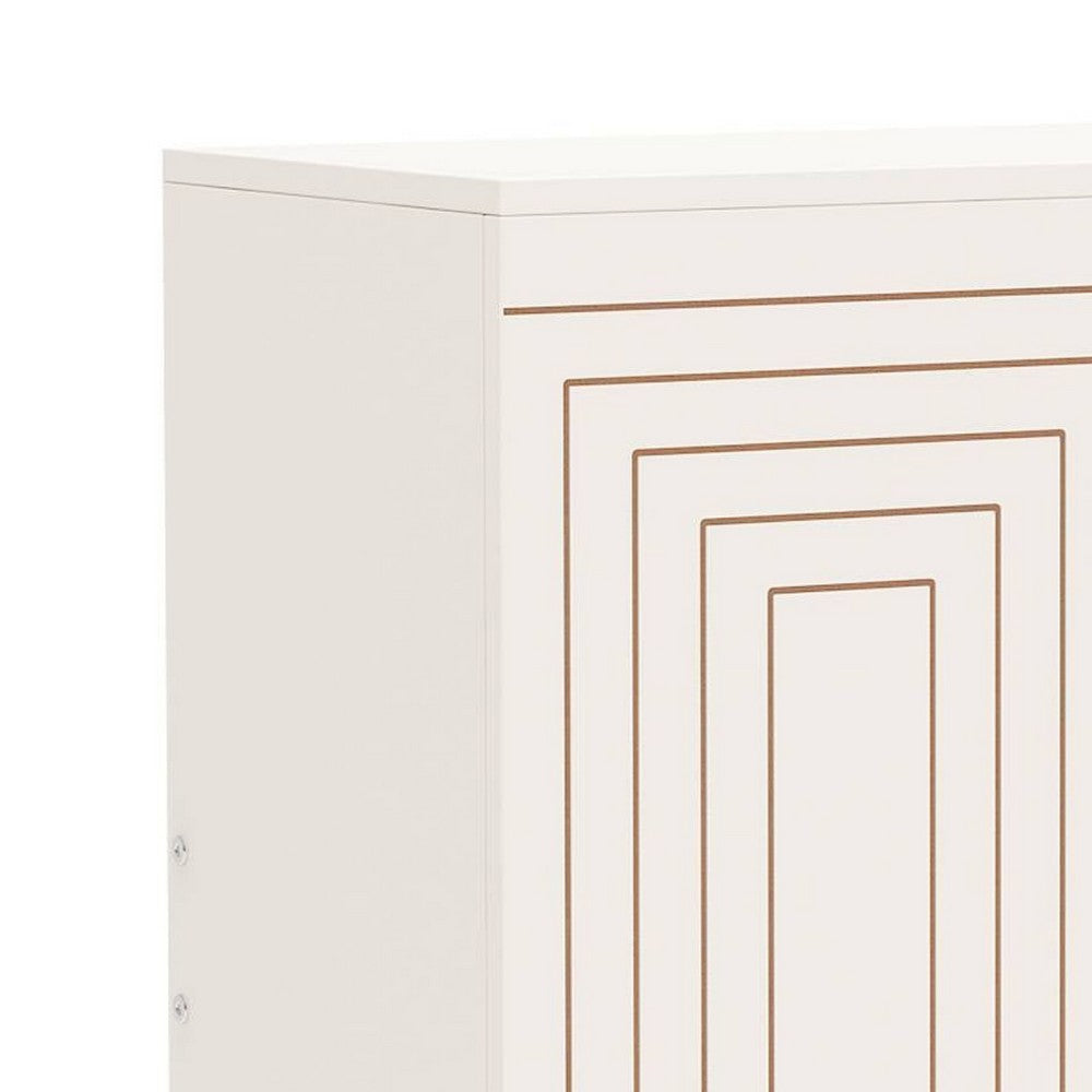 Entryway Shoe Cabinet with 2 Doors, 5 Tier, 37 Inch White and Gold -BM336902
