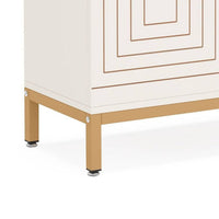 Entryway Shoe Cabinet with 2 Doors, 5 Tier, 37 Inch White and Gold -BM336902
