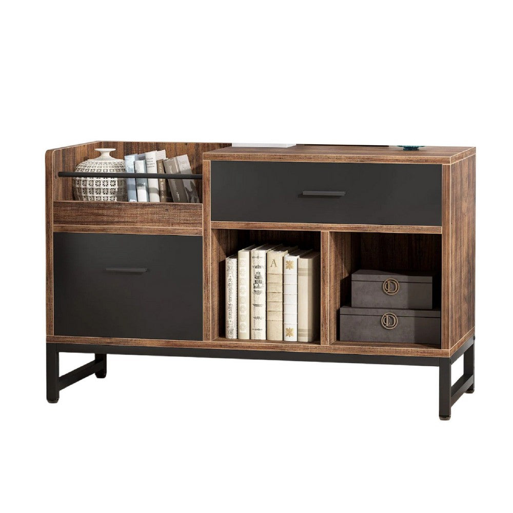 Lateral File Cabinet with 2 Drawers, Rustic Brown Black, 39 Inch -BM336903