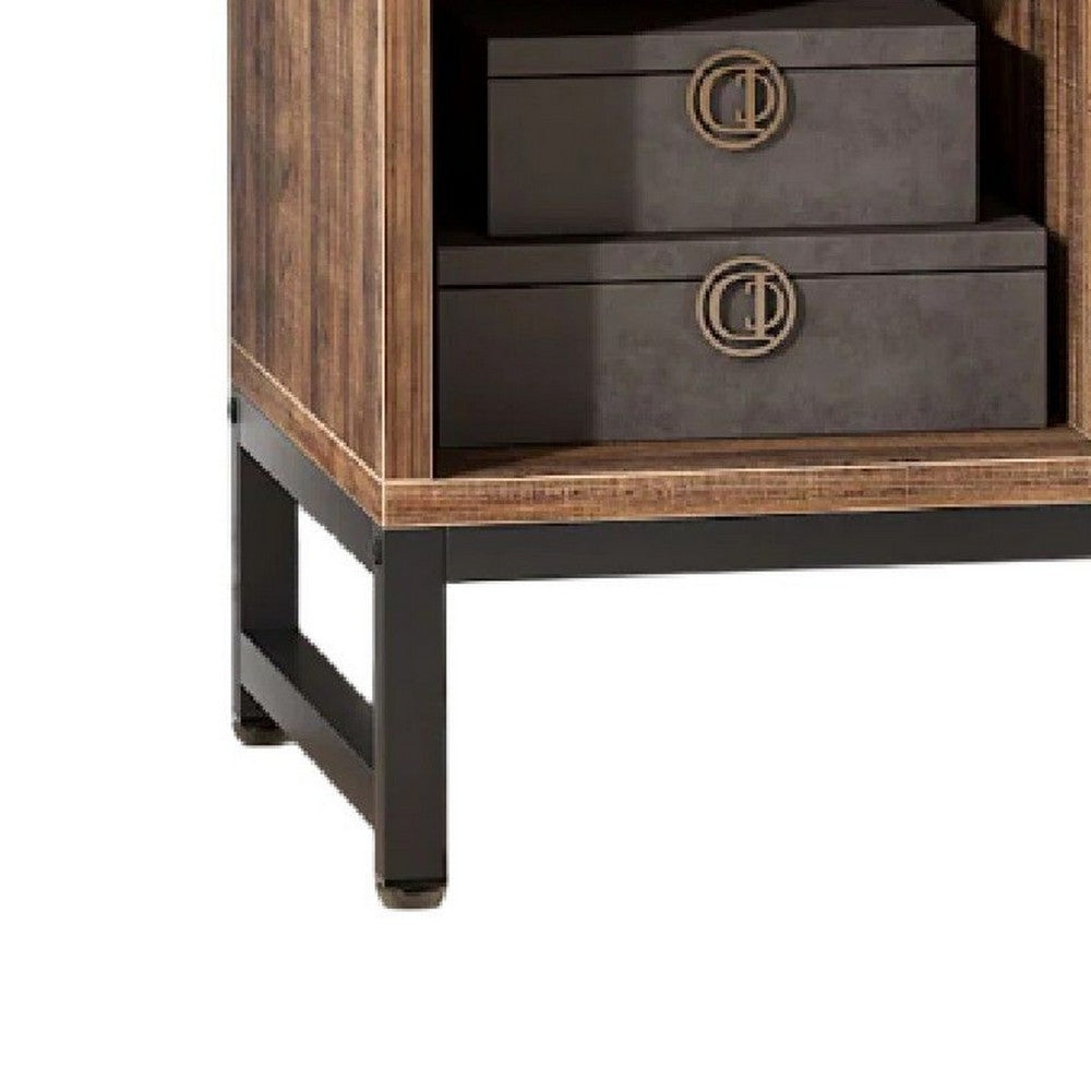 Lateral File Cabinet with 2 Drawers, Rustic Brown Black, 39 Inch -BM336903