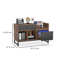 Lateral File Cabinet with 2 Drawers, Rustic Brown Black, 39 Inch -BM336903
