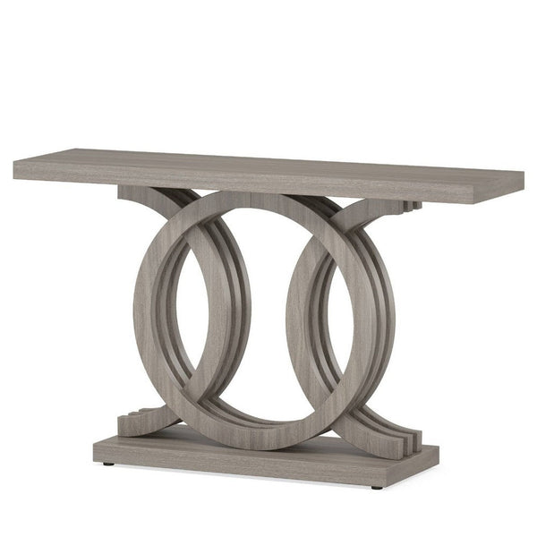 Sofa Console Table w Geometric Double C Base, 55 Inch Farmhouse Gray -BM336905
