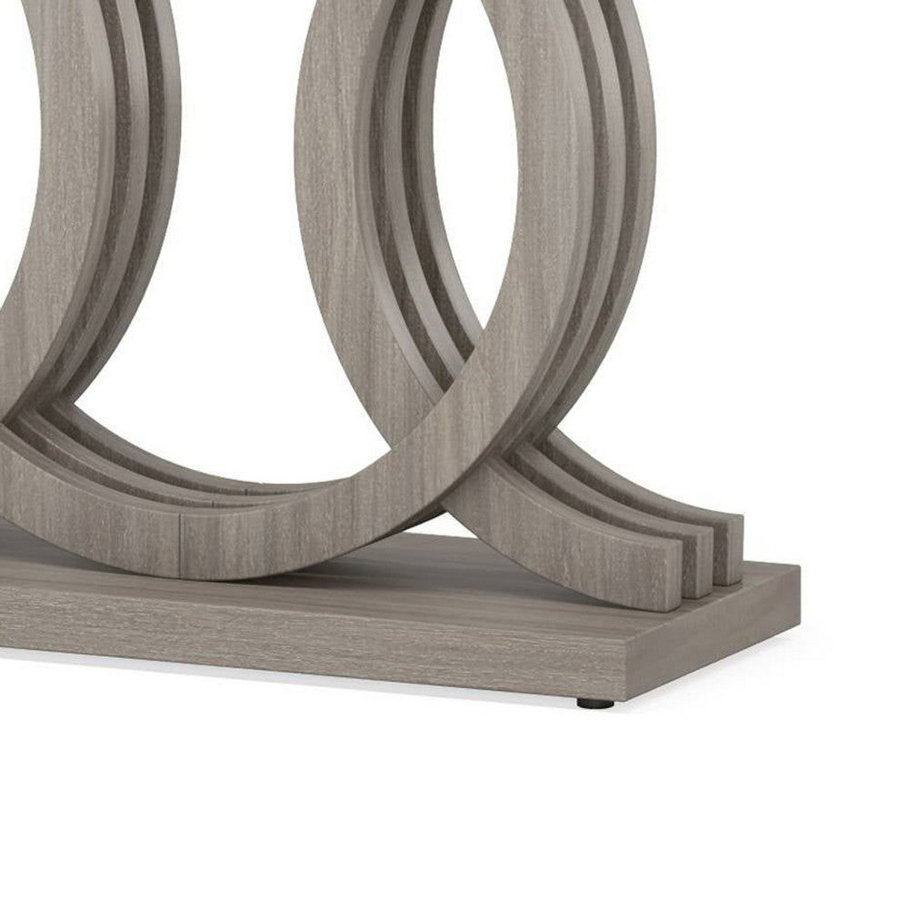 Sofa Console Table w Geometric Double C Base, 55 Inch Farmhouse Gray -BM336905
