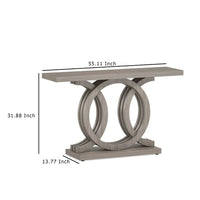 Sofa Console Table w Geometric Double C Base, 55 Inch Farmhouse Gray -BM336905