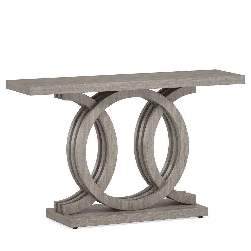 Sofa Console Table w Geometric Double C Base, 55 Inch Farmhouse Gray -BM336905