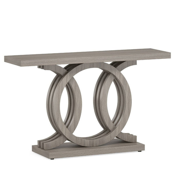Sofa Console Table w Geometric Double C Base, 55 Inch Farmhouse Gray -BM336905