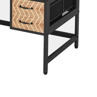 Executive Desk, 4 Chevron Drawers & Mesh Panels, 63 Inch Black Brown -BM336906