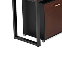 L Shaped Executive Desk w Mobile File Cabinet, 71 Inch Brown Black -BM336907