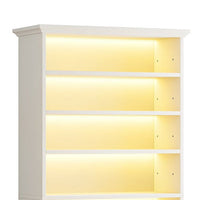 Modern Shoe Cabinet w LED Lights, Bun Feet, 9 Tier White Wood, 69 Inch -BM336908