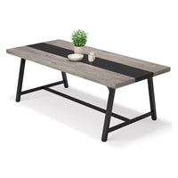 Farmhouse Dining Table, 71 Inch Rectangular Gray Black Accent Top -BM336910