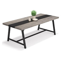 Farmhouse Dining Table, 71 Inch Rectangular Gray Black Accent Top -BM336910