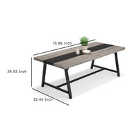 Farmhouse Dining Table, 71 Inch Rectangular Gray Black Accent Top -BM336910
