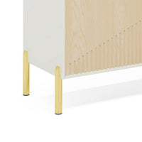 Modern Foyer Shoe Cabinet, 6 Tier Design w 2 Doors, White Brown Wood -BM336913