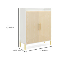 Modern Foyer Shoe Cabinet, 6 Tier Design w 2 Doors, White Brown Wood -BM336913