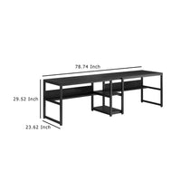 Industrial 2 Person Double Desk, 79 Inch Top with Under Shelf, Black -BM336914